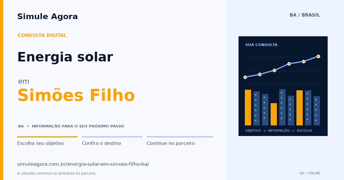 Ilustração de Energia solar para Simões Filho / BA — Simule Agora.