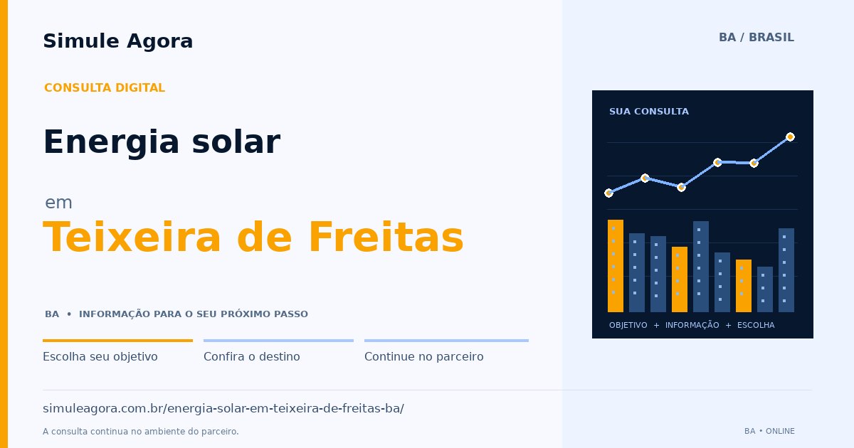 Ilustração de Energia solar para Teixeira de Freitas / BA — Simule Agora.