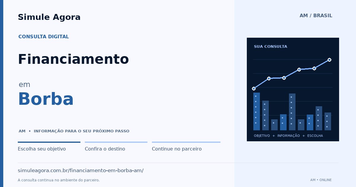 Ilustração de Financiamento para Borba / AM — Simule Agora.