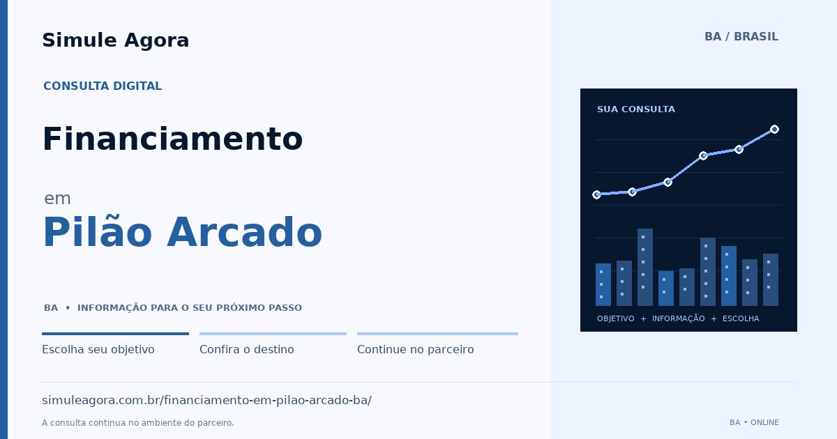 Ilustração de Financiamento para Pilão Arcado / BA — Simule Agora.