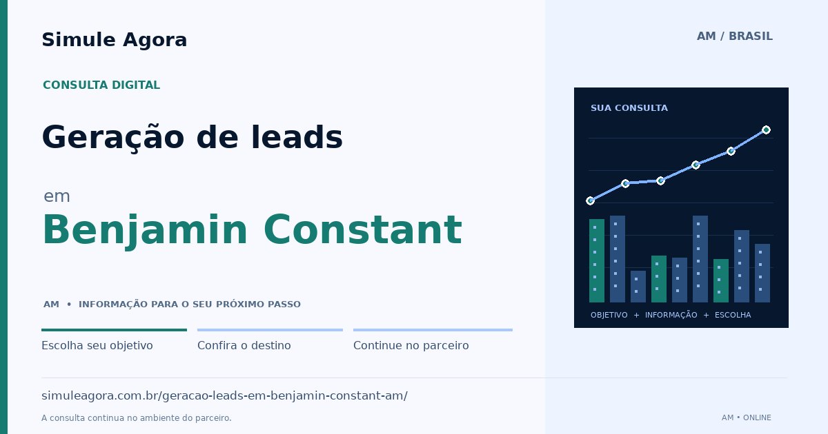 Ilustração de Geração de leads para Benjamin Constant / AM — Simule Agora.