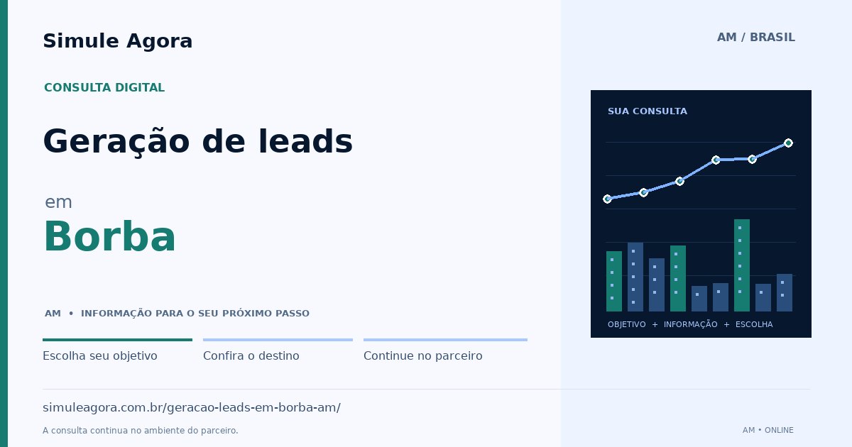 Ilustração de Geração de leads para Borba / AM — Simule Agora.