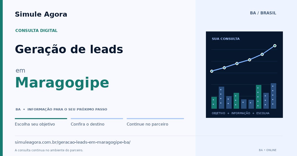 Ilustração de Geração de leads para Maragogipe / BA — Simule Agora.