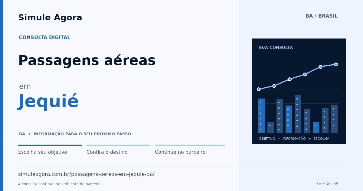 Ilustração de Passagens aéreas para Jequié / BA — Simule Agora.