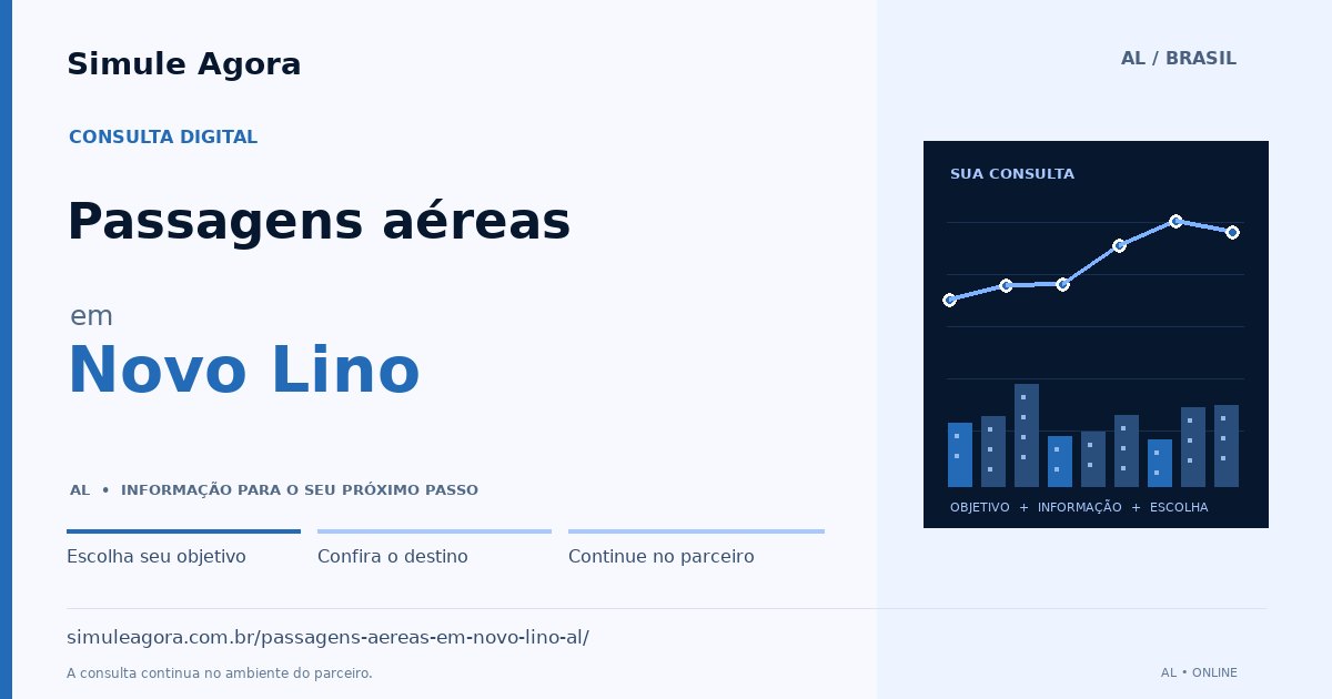 Ilustração de Passagens aéreas para Novo Lino / AL — Simule Agora.