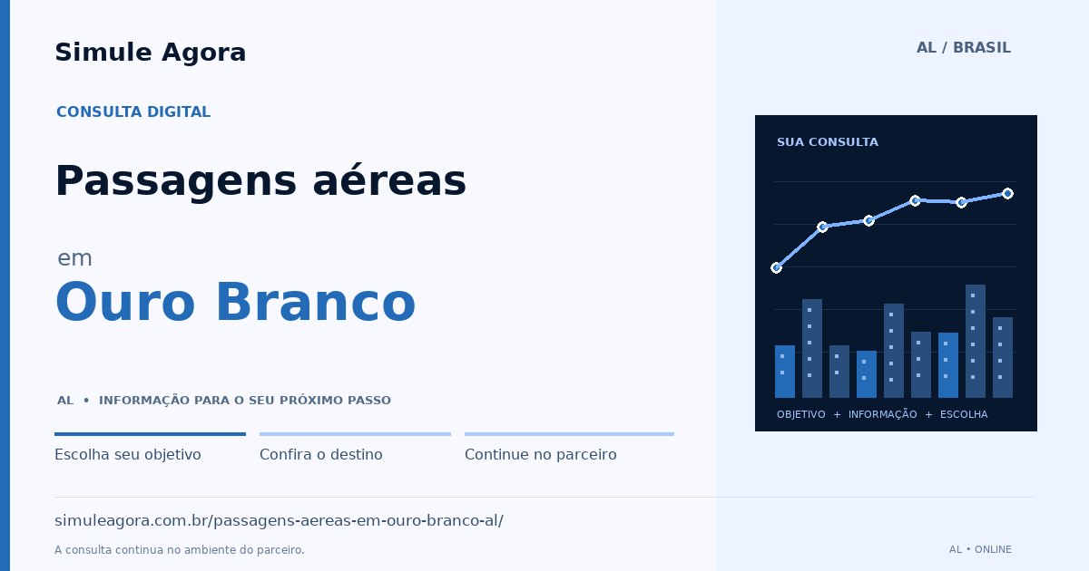 Ilustração de Passagens aéreas para Ouro Branco / AL — Simule Agora.