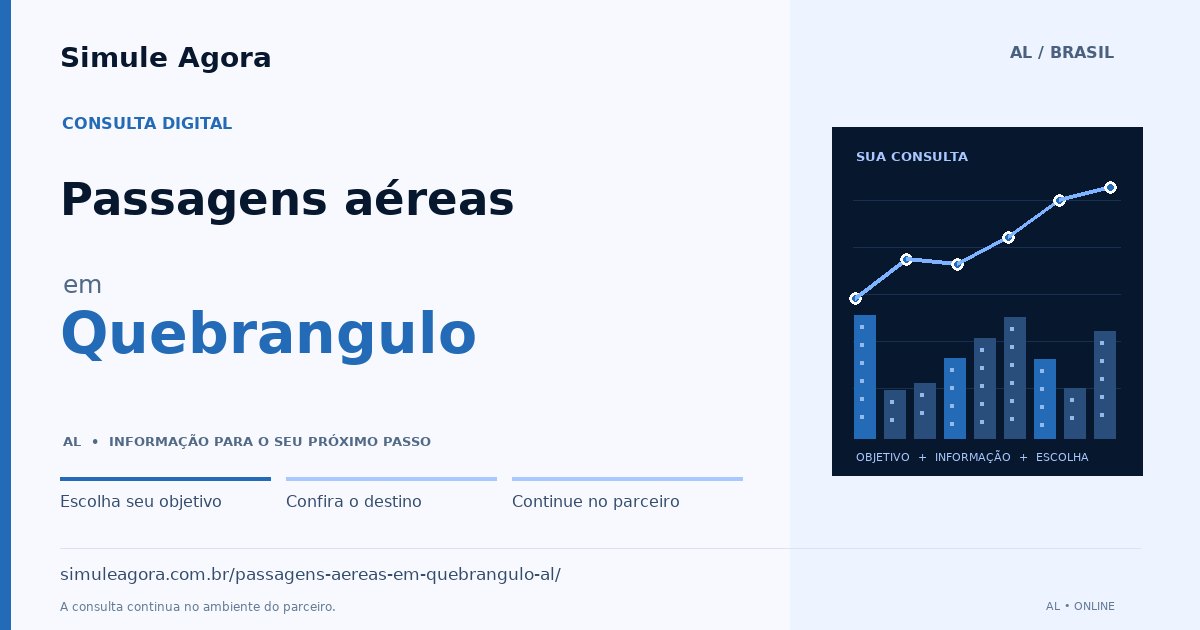Ilustração de Passagens aéreas para Quebrangulo / AL — Simule Agora.