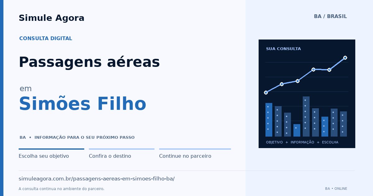 Ilustração de Passagens aéreas para Simões Filho / BA — Simule Agora.