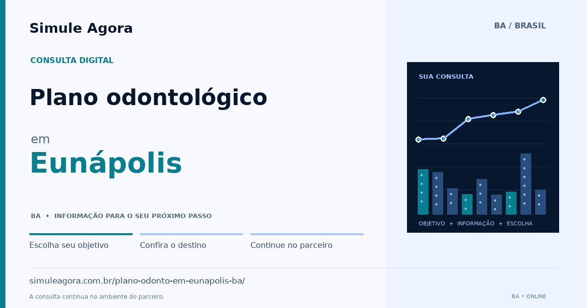 Ilustração de Plano odontológico para Eunápolis / BA — Simule Agora.