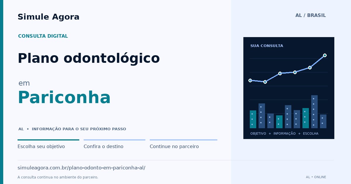 Ilustração de Plano odontológico para Pariconha / AL — Simule Agora.