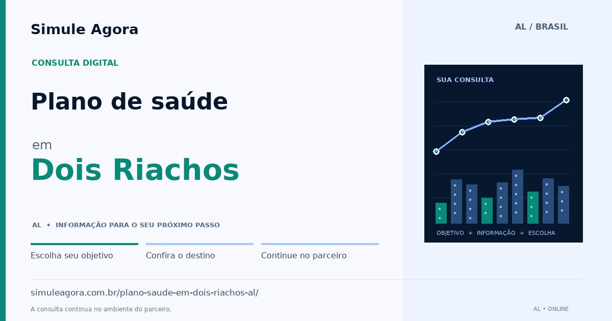 Ilustração de Plano de saúde para Dois Riachos / AL — Simule Agora.