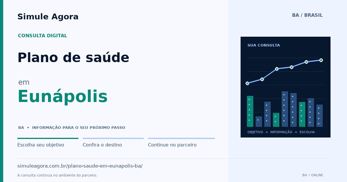Ilustração de Plano de saúde para Eunápolis / BA — Simule Agora.