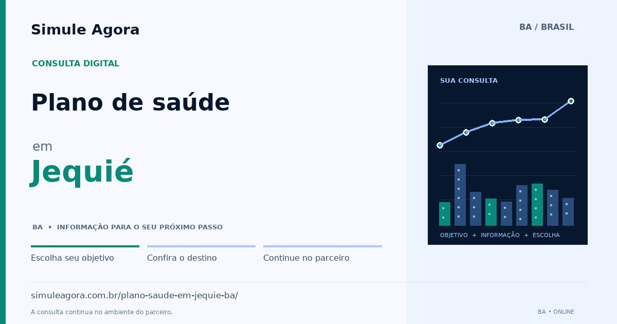 Ilustração de Plano de saúde para Jequié / BA — Simule Agora.