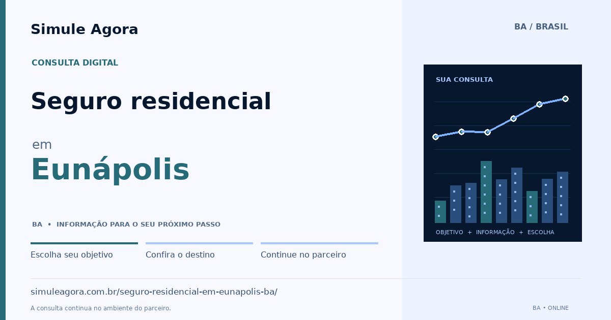 Ilustração de Seguro residencial para Eunápolis / BA — Simule Agora.