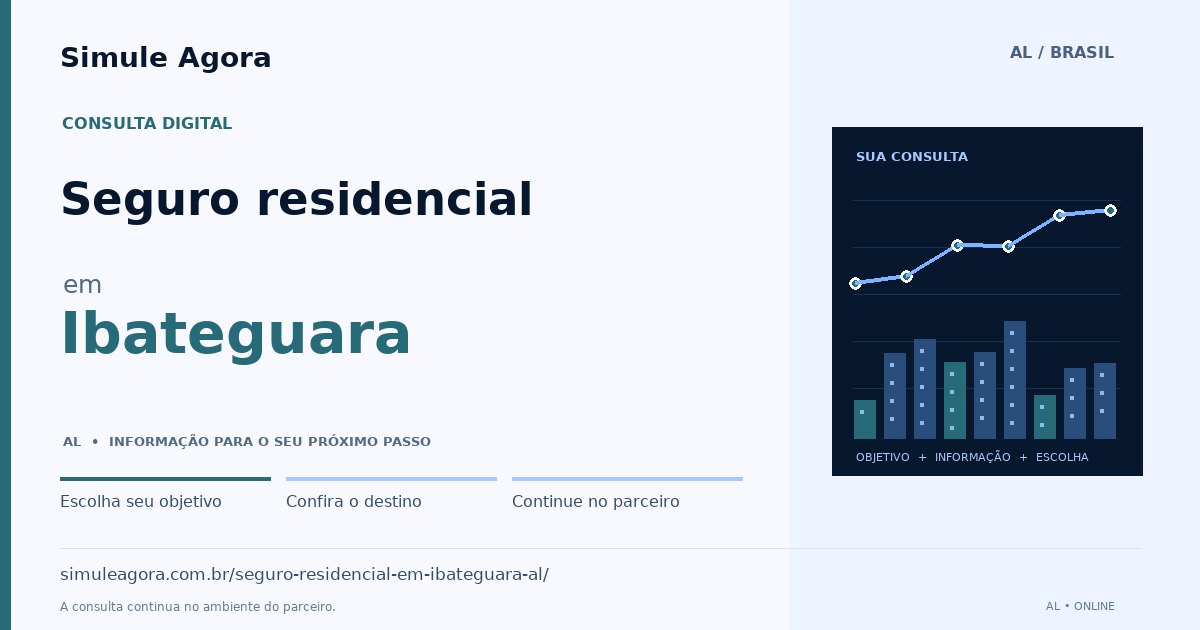 Ilustração de Seguro residencial para Ibateguara / AL — Simule Agora.