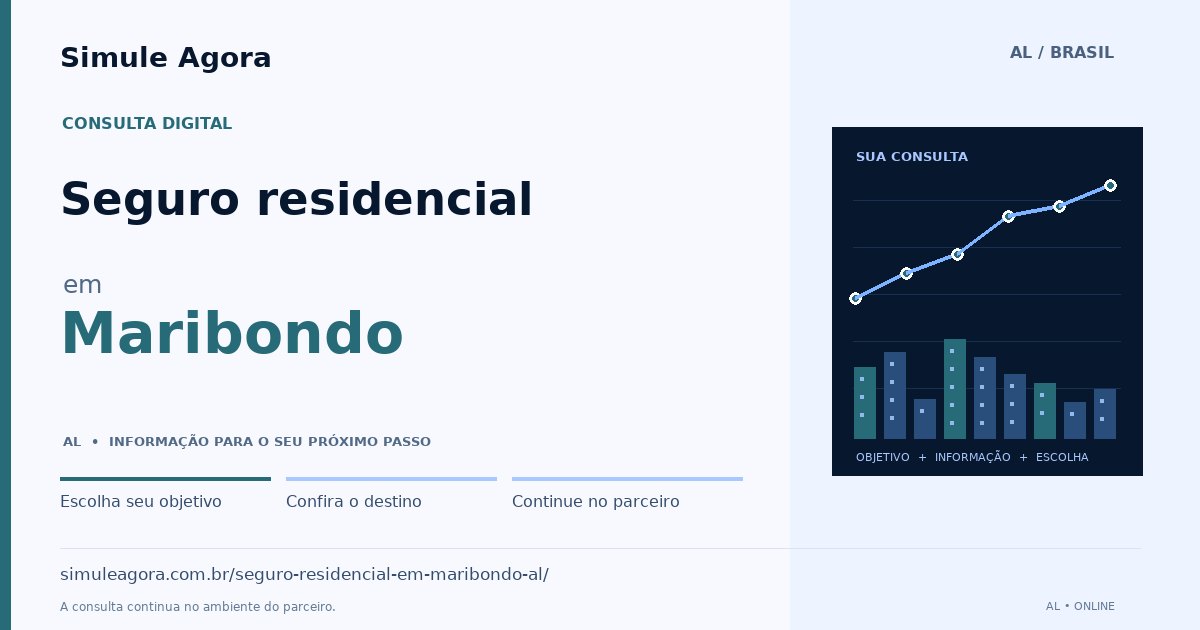 Ilustração de Seguro residencial para Maribondo / AL — Simule Agora.