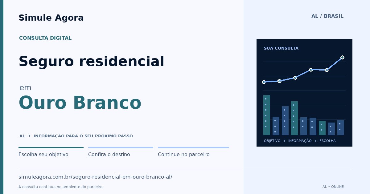 Ilustração de Seguro residencial para Ouro Branco / AL — Simule Agora.
