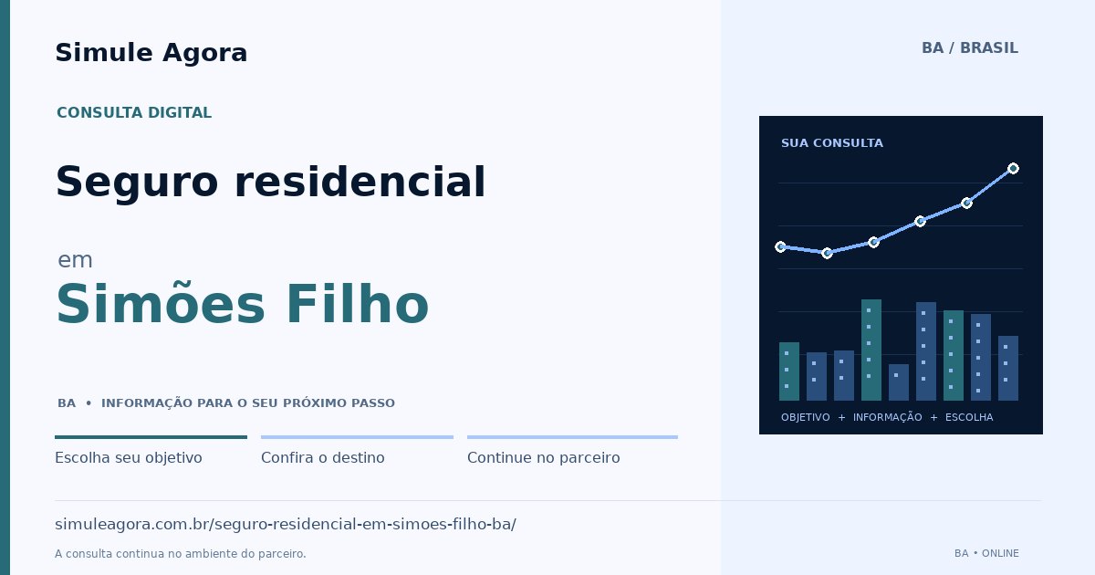 Ilustração de Seguro residencial para Simões Filho / BA — Simule Agora.