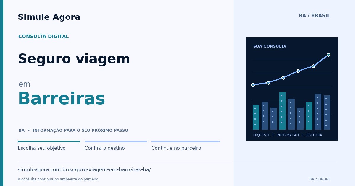 Ilustração de Seguro viagem para Barreiras / BA — Simule Agora.