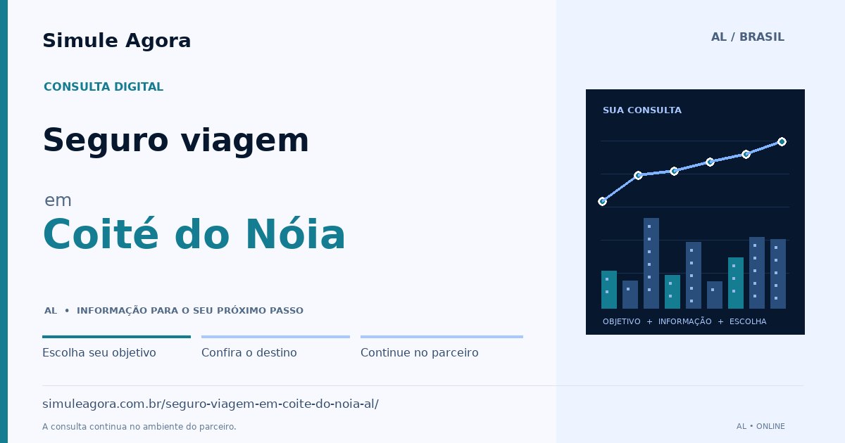 Ilustração de Seguro viagem para Coité do Nóia / AL — Simule Agora.