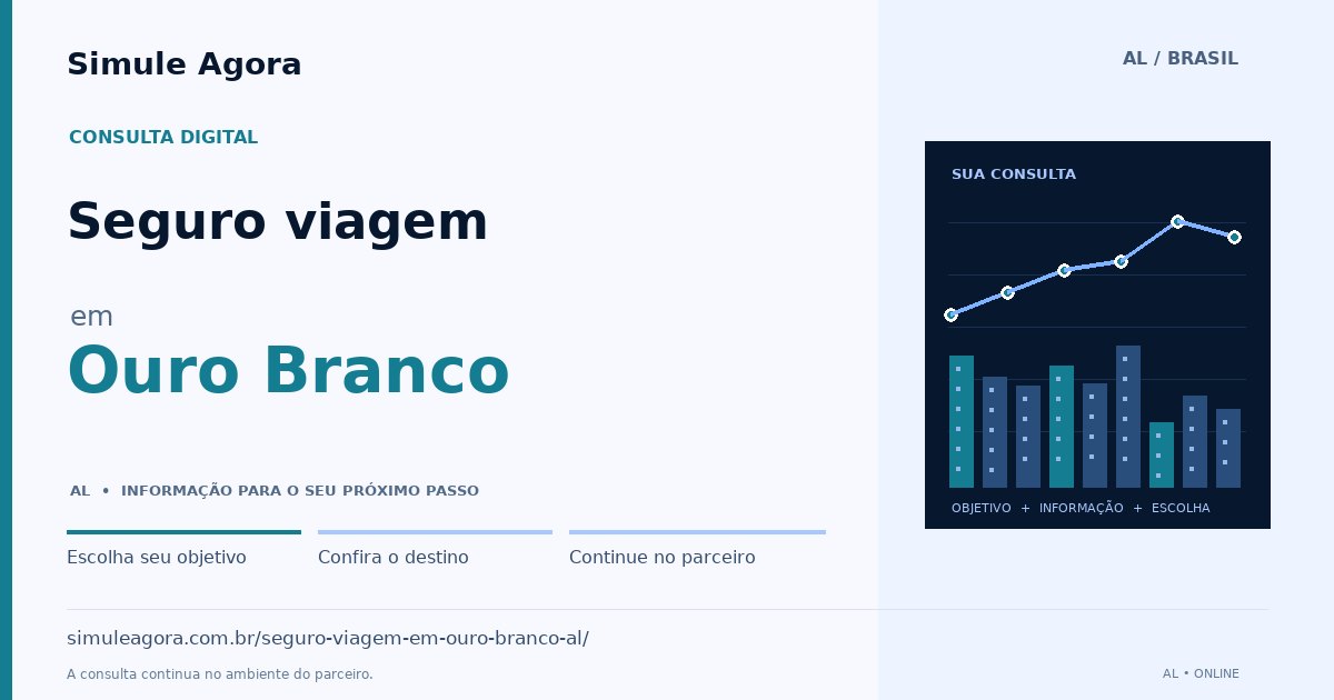 Ilustração de Seguro viagem para Ouro Branco / AL — Simule Agora.